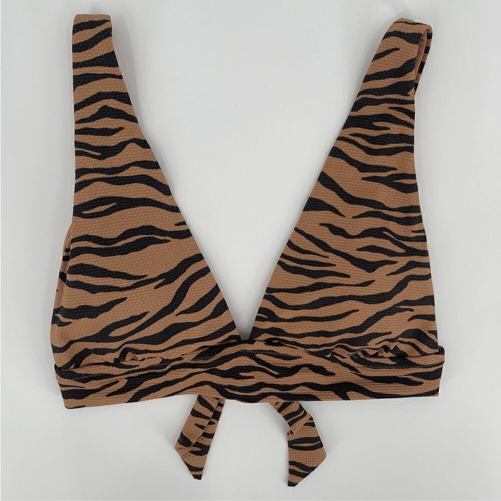 NWOT‎ Aerie Pique Animal Print Triangle Bikini Top Women Large Tan Black
